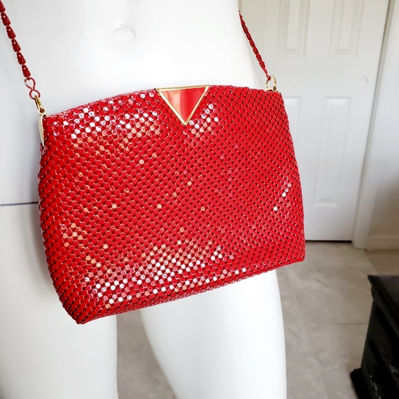 MARLO vintage red mesh crossbody bag red - Picture 1 of 6